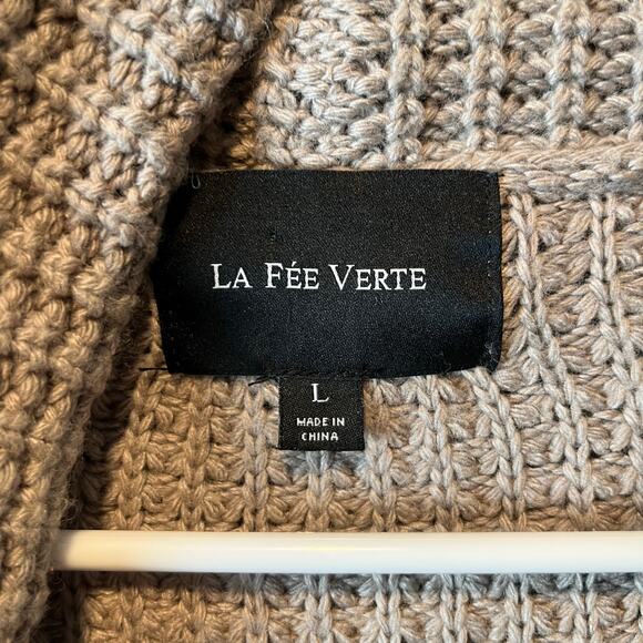 La Fee Verte Anthropologie Tan Knitted Cardigan LG Cotton Wool Cottage Comfort - Picture 6 of 6